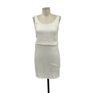 Alice + Olivia Mini Dress Sleeveless Bodycon‎ Sequin Beaded Silk White Size 2